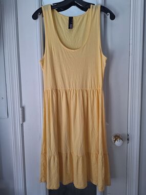 bobi Los Angeles Yellow Sleeveless Tiered Casual Dress Size L